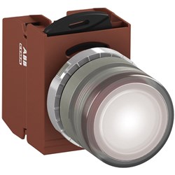 ABB MMPIFWASP302 Illuminated Pushbutton Kit 22mm Flush Maintained White 110VAC/DC 2NC Screw Power Supply
