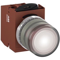 ABB MMPIFWOSL310 Illuminated Pushbutton Kit 22mm Flush Momentary White 110VAC/DC 1NO Screw LED Block