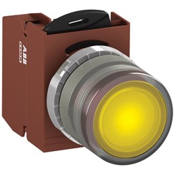 ABB MMPIFYAFP410 Illuminated Pushbutton Kit 22mm Flush Maintained Yellow 230VAC/DC 1NO Faston Power Supply