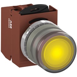 ABB MMPIFYOSL310 Illuminated Pushbutton Kit 22mm Flush Momentary Yellow 110VAC/DC 1NO Screw LED Block