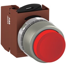 ABB MMPNERAF01 Non-Illuminated Pushbutton Kit 22mm Extended Maintained Red 1NC Faston
