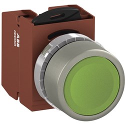ABB MMPNFGAF02 Non-Illuminated Pushbutton Kit 22mm Flush Maintained Green 2NC Faston
