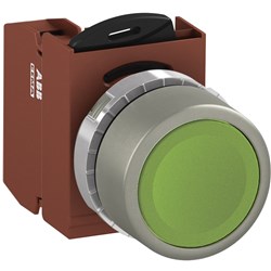 ABB MMPNFGOS01 Non-Illuminated Pushbutton Kit 22mm Flush Momentary Green 1NC Screw