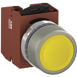 ABB MMPNFYOF11 Non-Illuminated Pushbutton Kit 22mm Flush Momentary Yellow 1NO+1NC Faston