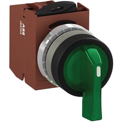 ABB MMS2ILAACGSL410 Selector Switch Kit Green 230VAC 2Position 1NO Illuminated Screw Maintained Long Handle Metal