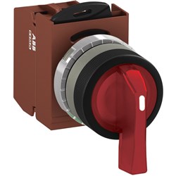 ABB MMS2ILAACRSL410 Selector Switch Kit Red 230VAC 2Position 1NO Illuminated Screw Maintained Long Handle Metal