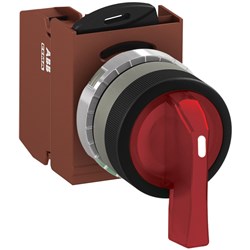 ABB MMS2ILAACRSP301 Selector Switch Kit Red 110VAC 2Position 1NC Illuminated Screw Maintained Long Handle Metal