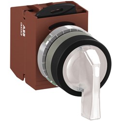 ABB MMS2ILAACWSL320 Selector Switch Kit White 110VAC 2Position 2NO Illuminated Screw Maintained Long Handle Metal