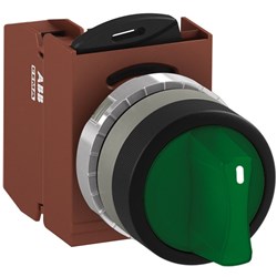 ABB MMS2ISAACGFP010 Selector Switch Kit Green 6VAC/DC 2Position 1NO Illuminated Faston Maintained Short Handle