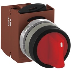 ABB MMS2ISAACRSL201 Selector Switch Kit Red 24VAC/DC 2Position 1NC Illuminated Screw Maintained Short Handle