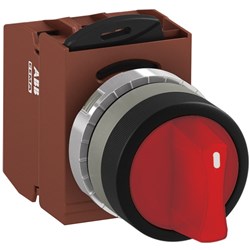 ABB MMS2ISAACRSP220 Selector Switch Kit Red 24VAC/DC 2Position 2NO Illuminated Screw Maintained Short Handle