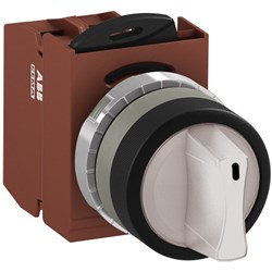 ABB MMS2ISAACWSL201 Selector Switch Kit White 24VAC/DC 2Position 1NC Illuminated Screw Maintained Short Handle