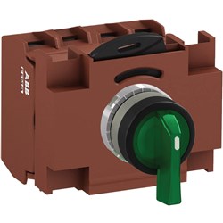 ABB MMS3ILAABCGFP203 Selector Switch Kit Green 24VAC/DC 3Position 3NC Illuminated Faston Maintained Long Handle