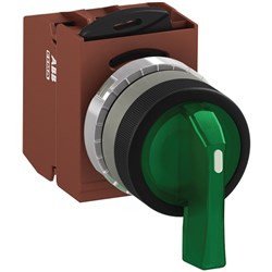 ABB MMS3ILAABCGSP120 Selector Switch Kit Green 12VAC/DC 3Position 2NO Illuminated Screw Maintained Long Handle