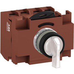 ABB MMS3ILOACBWSP330 Selector Switch Kit White 110VAC 3Position 3NO Illuminated Screw Momentary Long Handle Metal