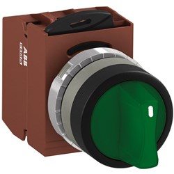 ABB MMS3ISOACBGSL402 Selector Switch Kit Green 230VAC 3Position 2NC Illuminated Screw Momentary Short Handle