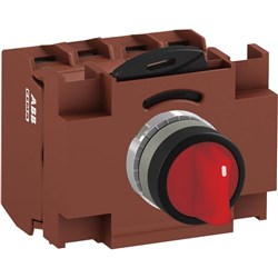 ABB MMS3ISOACBRSP003 Selector Switch Kit Red 6VAC/DC 3Position 3NC Illuminated Screw Momentary Short Handle