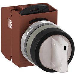 ABB MMS3ISOACBWFP002 Selector Switch Kit White 6VAC/DC 3Position 2NC Illuminated Faston Momentary Short Handle
