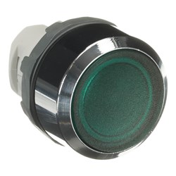 ABB MP1-31G Illuminated Pushbutton Flush Momentary Green Chrome Metal Bezel