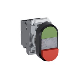 ABB MPDIECGR102 Illuminated Double Pushbutton Kit Flush/Extended Clear Green/Red 24VAC/DC 2NC LED Block