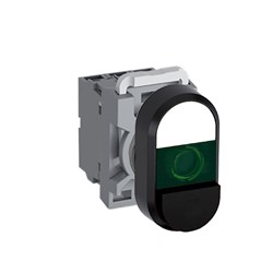 ABB MPDIEGWB711 Illuminated Double Pushbutton Kit Flush/Extended Momentary Green White/Black 230VAC/DC 1NO+1NC