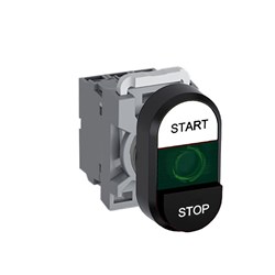 ABB MPDIEGWBS002 Illuminated Double Pushbutton Kit Flush/Extended Green Start/Stop White/Black 12VAC/DC 2NC
