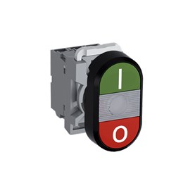 ABB MPDIFCGRI702 Illuminated Double Pushbutton Kit Flush/Flush Clear I/O Green/Red 230VAC/DC 2NC LED Block