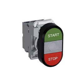 ABB MPDIFCGRS720 Illuminated Double Pushbutton Kit Flush/Flush Clear Start/Stop Green/Red 230VAC/DC 2NO LED Block