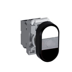 ABB MPDIFCWB411 Illuminated Double Pushbutton Kit Flush/Flush Momentary Clear White/Black 110-130VAC/DC 1NO+1NC