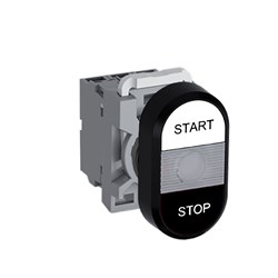 ABB MPDIFCWBS620 Illuminated Double Pushbutton Kit Flush/Flush Clear Start/Stop White/Black 220VDC 2NO LED Block