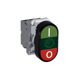 ABB MPDIFGGRI402 Illuminated Double Pushbutton Kit Flush/Flush Green I/O Green/Red 110VAC/DC 2NC LED Block