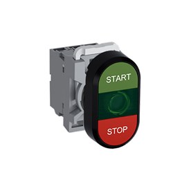 ABB MPDIFGGRS420 Illuminated Double Pushbutton Kit Flush/Flush Green Start/Stop Green/Red 110VAC/DC 2NO LED Block