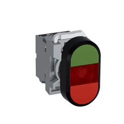 ABB MPDIFRGR402 Illuminated Double Pushbutton Kit Flush/Flush Red Green/Red 110VAC/DC 2NC LED Block