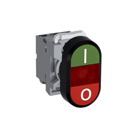 ABB MPDIFRGRI602 Illuminated Double Pushbutton Kit Flush/Flush Red I/O Green/Red 220VDC 2NC LED Block