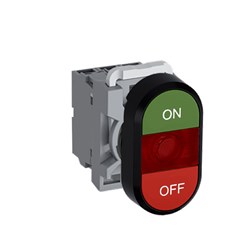 ABB MPDIFRGRO602 Illuminated Double Pushbutton Kit Flush/Flush Red On/Off Green/Red 220VDC 2NC LED Block