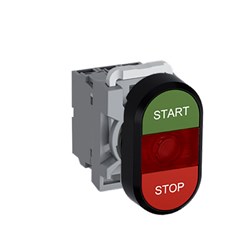 ABB MPDIFRGRS611 Illuminated Double Pushbutton Kit Flush/Flush Momentary Red Start/Stop Green/Red 220VDC 1NO+1NC
