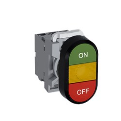 ABB MPDIFYGRO711 Illuminated Double Pushbutton Kit Flush/Flush Yellow On/Off Green/Red 230VAC/DC 1NO+1NC LED Block