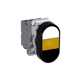 ABB MPDIFYWB611 Illuminated Double Pushbutton Kit Flush/Flush Momentary Yellow White/Black 220VDC 1NO+1NC