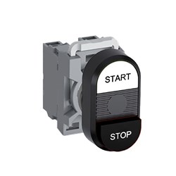 ABB MPDNEBWBS20 Non-Illuminated Double Pushbutton Kit Flush/Extended Start/Stop White/Black 2NO