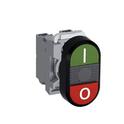 ABB MPDNFBGRI11 Non-Illuminated Double Pushbutton Kit Flush/Flush Momentary I/O Green/Red 1NO+1NC