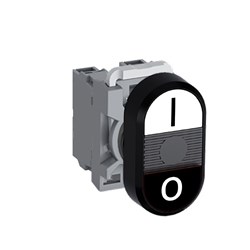 ABB MPDNFBWBI02 Non-Illuminated Double Pushbutton Kit Flush/Flush I/O White/Black 2NC