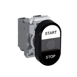 ABB MPDNFBWBS02 Non-Illuminated Double Pushbutton Kit Flush/Flush Start/Stop White/Black 2NC