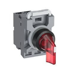 ABB MPS2ILAACR001 Selector Switch Kit Red 12VDC 2Position 1NC Illuminated Maintained Long Handle Plastic