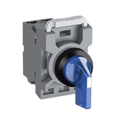 ABB MPS2ILOCBL701 Selector Switch Kit Blue 230VAC 2Position 1NC Illuminated Momentary Long Handle Plastic