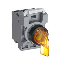 ABB MPS2ILOCBY702 Selector Switch Kit Yellow 230VAC 2Position 2NC Illuminated Momentary Long Handle Plastic