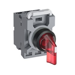 ABB MPS3ILAABCR720 Selector Switch Kit Red 230VAC 3Position 2NO Illuminated Maintained Long Handle Plastic