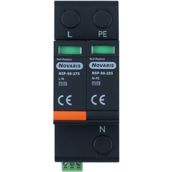Novaris NSP1-50-275-N Surge Diverter With Module 7.5kA 12.5kA 1 PH 50kA 50kA 230VAC TS35 IP20 Plastic