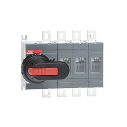 ABB OT160EV04P Base Mount Switch with Handle and Shaft IP00 200A 4-P 1000VAC Main Circuit Black Base Mount