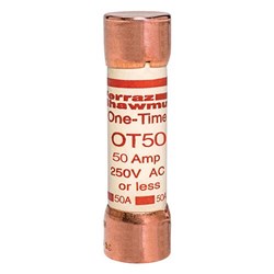 Mersen OT50 Fast-Acting General Purpose Fuse 50A 250VAC/DC Class K5 0.81 in Dia x 3 in L Ferrule Terminal