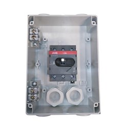ABB OTP45B3M Enclosed Disconnector Switch Plastic IP65 20A 3-P 750VAC Black Selector Handle
